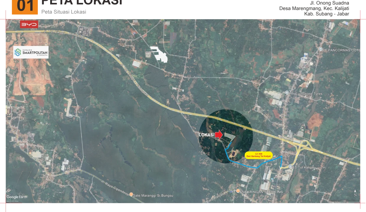 dijual tanah zona industri dekat BYD Subang